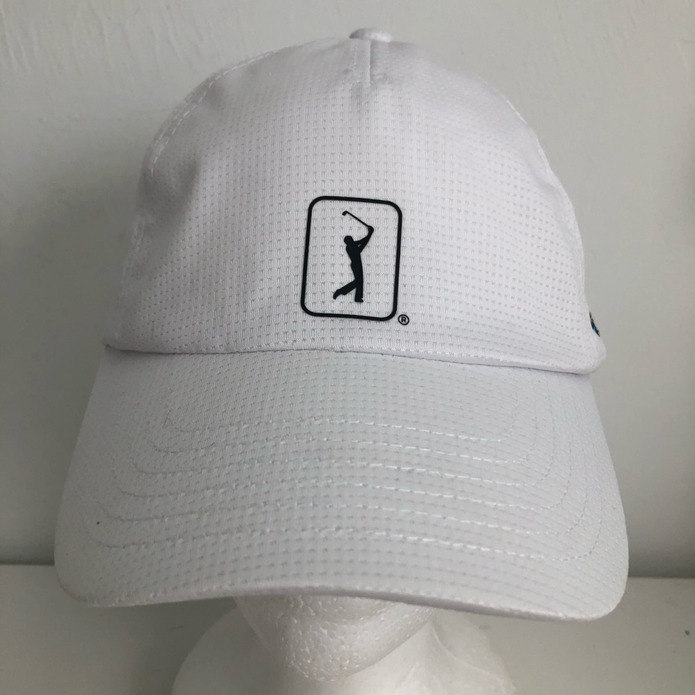 PGA Tour Airflux Men's White Golf Cap with Embroidered Golfer Logo